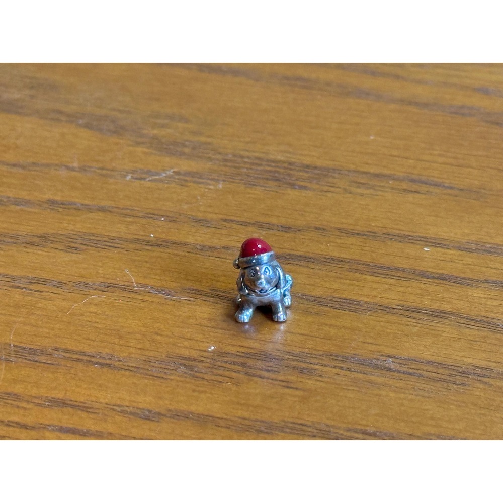 Authentic Pandora Christmas Puppy Charm Red Enamel Santa Hat P-243